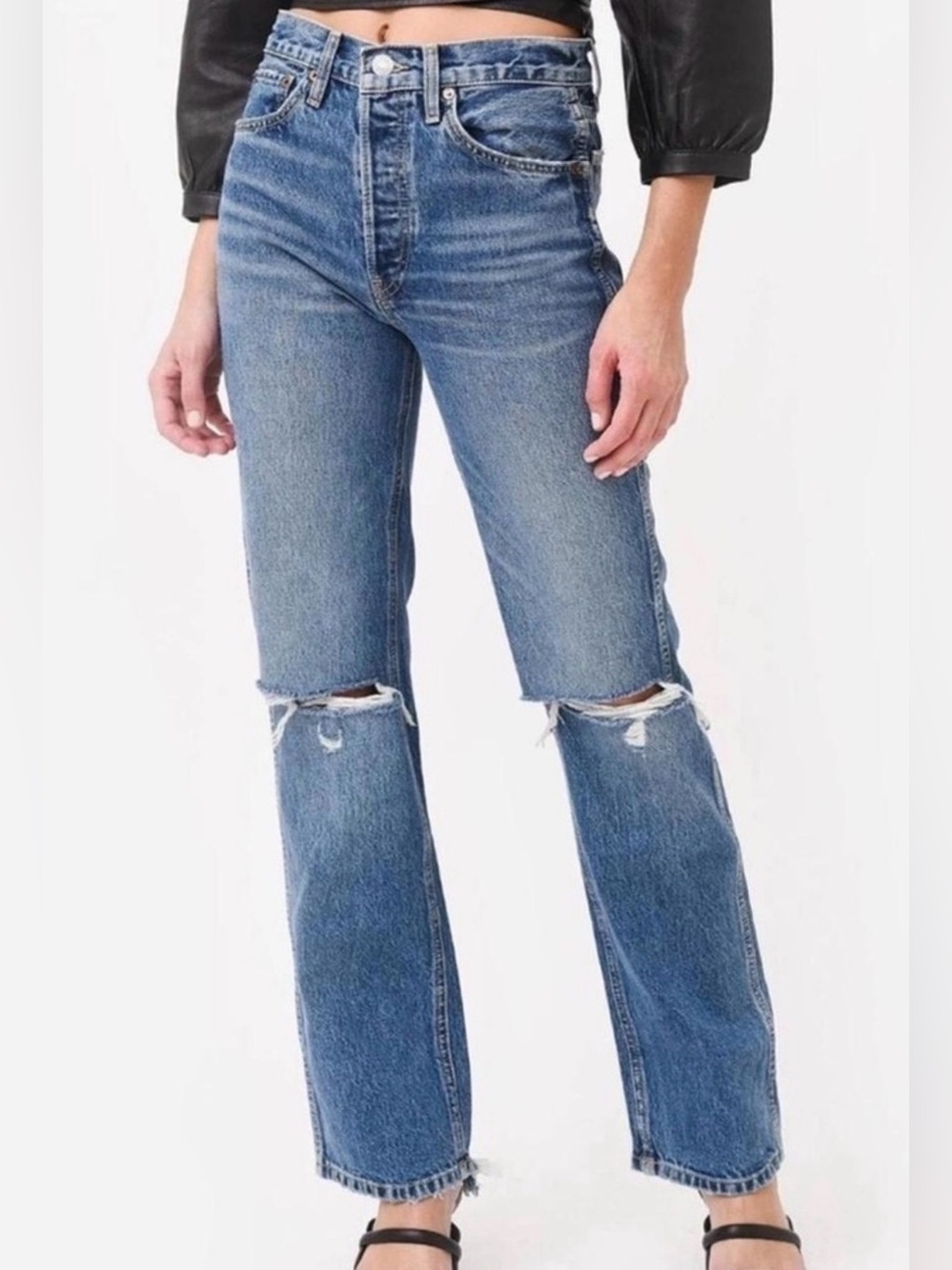 Re/Done 90s High Rise Loose Distressed Jeans 24